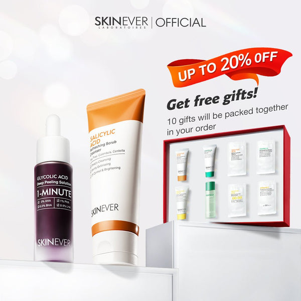 Salicylic Acid Refreshing Scrub Cleanser & Glycolic Acid Exfoliating Essence - SKINEVER - 
