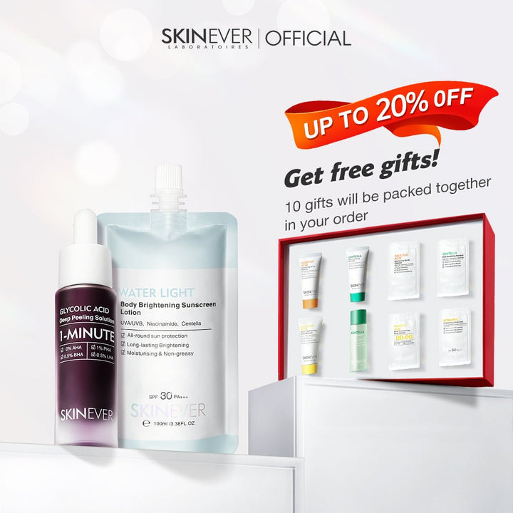 Water Light Body brightening Sunscreen Lotion & Glycolic Acid Exfoliating Essence - SKINEVER - 